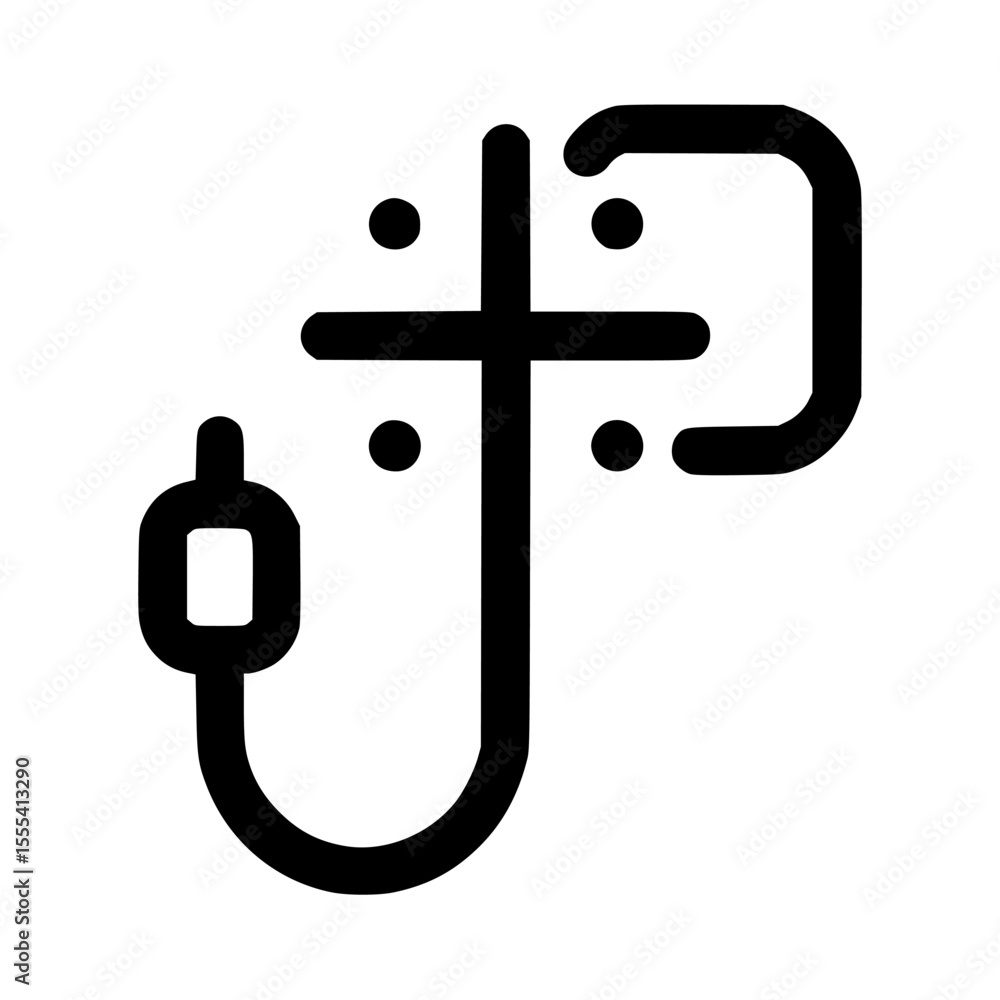 Poster a simple line drawing depicting a connection cable plugged into a device.