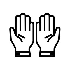 Obraz premium Two hands, palms facing forward, in a simple, outlined illustration style.