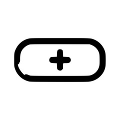 Obraz premium Simple black and white illustration of a plus sign inside a rounded rectangle.