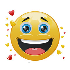 Fototapeta premium emoji,emojis,smiley,smile,faces,emoticons,cartoon,happy,funny,expressions,yellow face,emoji day,world emoji day,july 17,celebration,festival,joy,emotion,feeling,digital art,emoji character,cheerful,ve