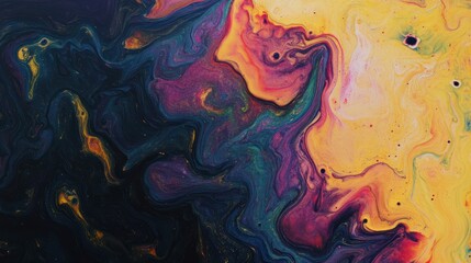 Abstract swirl of golden yellow blending with deep blue and hints of purple