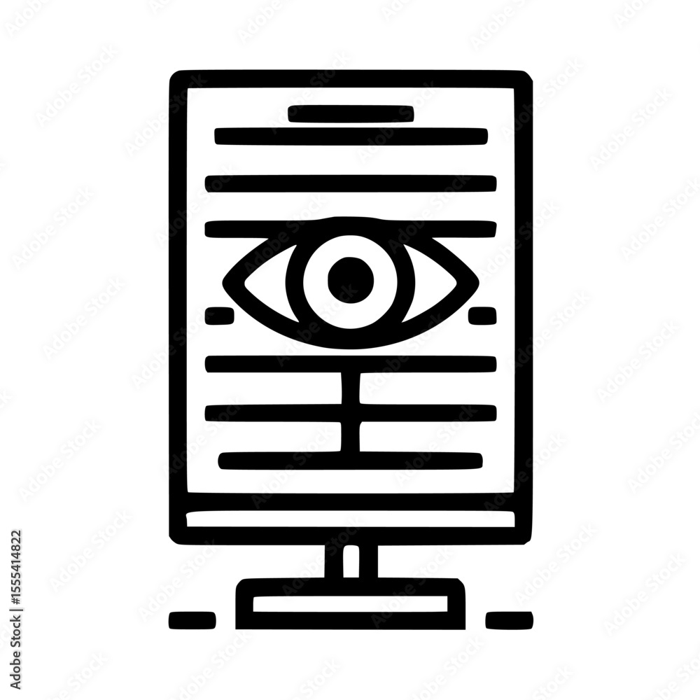 Aufkleber eye monitoring a document displayed on a digital screen.