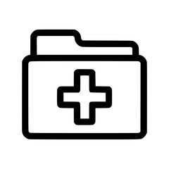 Obraz premium Medical records folder icon; a simple graphic depicting healthcare data storage.