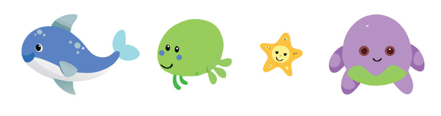 Cute Sea Creatures: Ocean Animals, Kids & Cartoon Art
