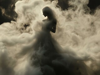 Obraz premium shadowy figure in swirling smoke dark tones dominate the image
