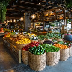 Fresh Organic Produce in a Market Setting