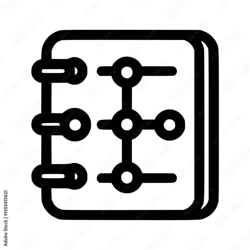 Aufkleber simple black and white icon of a notebook with a connected diagram.