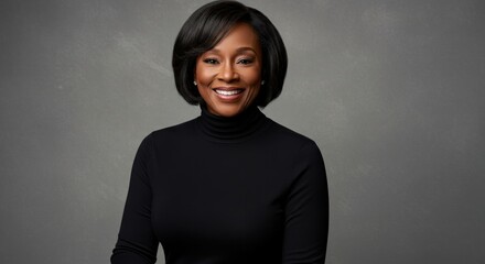 Woman smiling, sophisticated portrait