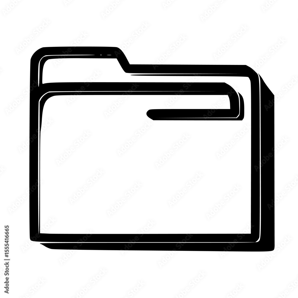 Poster a simple black and white illustration of a file folder with a shadow.