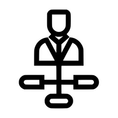 Business person icon representing organizational structure or hierarchy, with connected nodes.