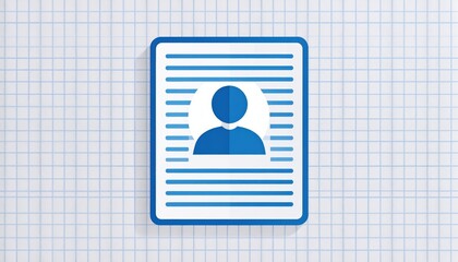 Minimalist blue background with person icon, a symbol of connection and identity in the digital age