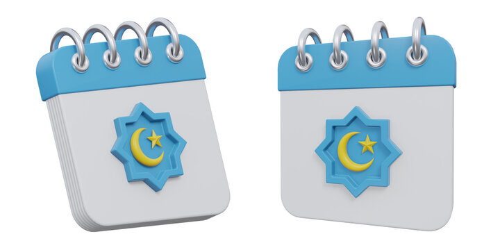3d Islamic calendar icon for Ramadan and Eid date