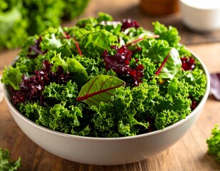 Fresh green and red leafy salad