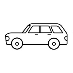 Vector illustration of a sketch of a family car, either as a sticker, logo or icon on a white background.
