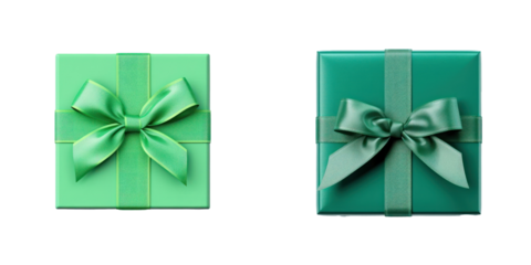 Top View Square Emerald Green Gift Boxes with Sparkly Bows Isolated on Black Background Presents for Special Occasions Flat Lay Composition