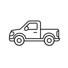 Vector illustration of a simple pick up car sketch, either as a sticker, logo or icon on a white background.