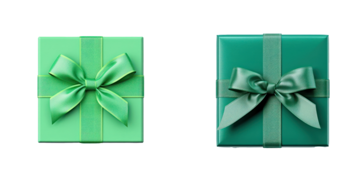 Top View Square Emerald Green Gift Boxes with Sparkly Bows Isolated on Black Background Presents for Special Occasions Flat Lay Composition