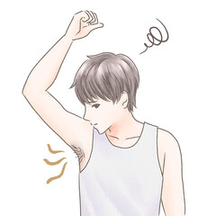 脇毛と脇の臭いが気になって不安になる男性