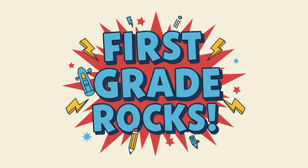 FIRST GRADE ROCKS! Fun Colorful Classroom Decoration for Elementary Education
