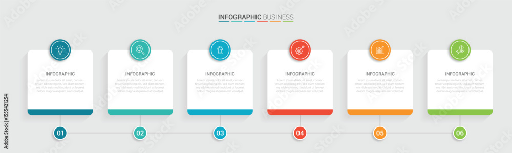 Poster business vector infographic design template with icons and 6 options or steps. can be used for proce
