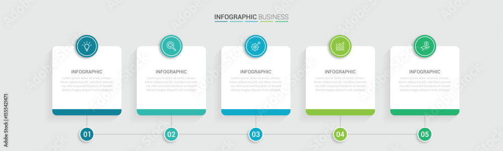 Poster business vector infographic design template with icons and 5 options or steps. can be used for proce