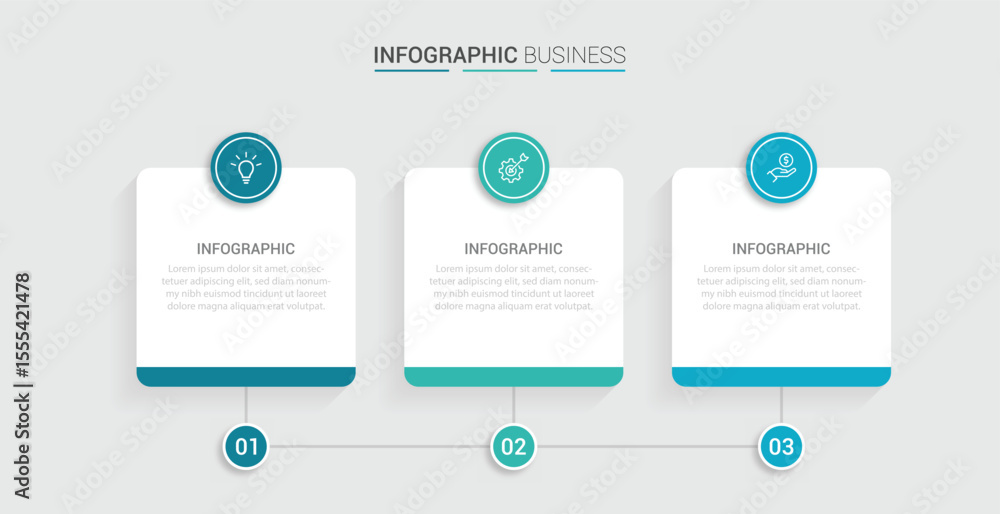 Poster business vector infographic design template with icons and 3 options or steps. can be used for proce