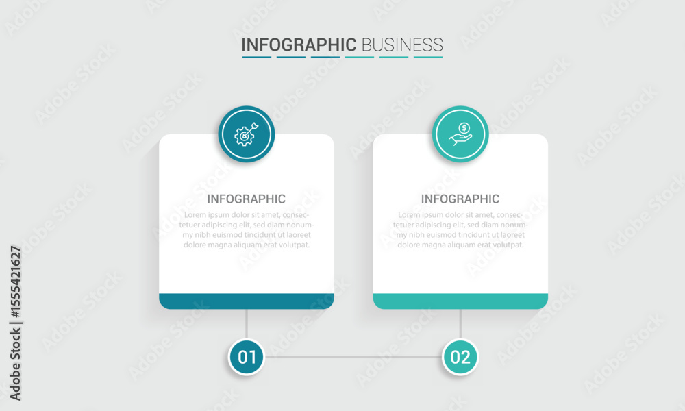 Fototapete business vector infographic design template with icons and 2 options or steps. can be used for proce