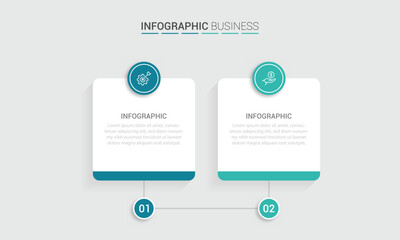 Business vector infographic design template with icons and 2 options or steps. Can be used for process diagram, presentations, workflow layout, flow chart, info graph