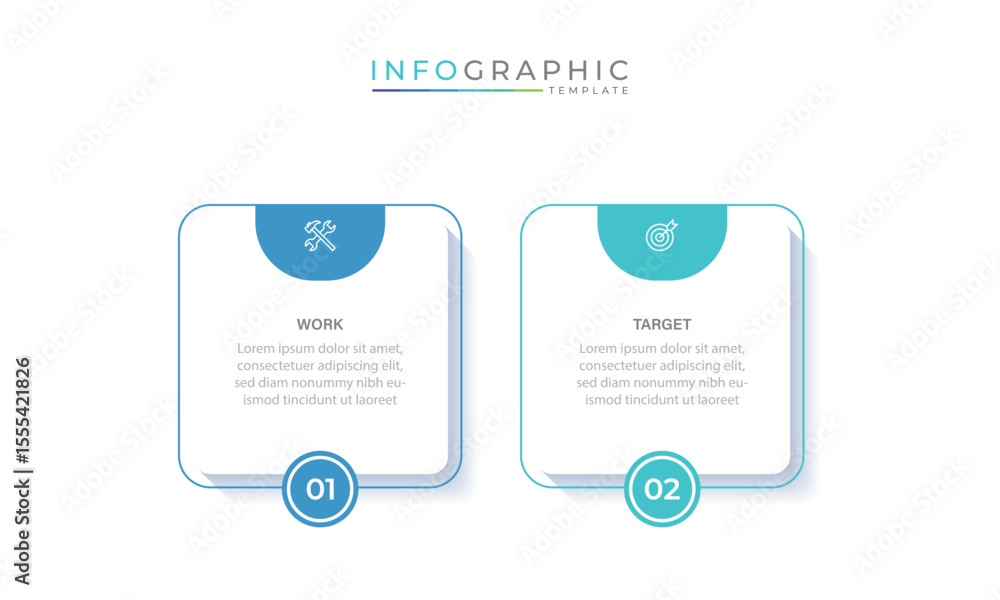 Poster business vector infographic design template with icons and 2 options or steps. can be used for proce