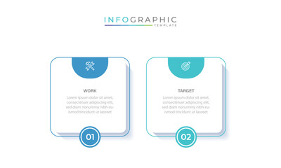Business vector infographic design template with icons and 2 options or steps. Can be used for process diagram, presentations, workflow layout, flow chart, info graph