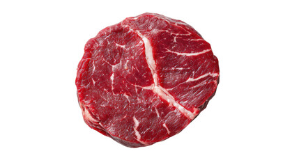 Obraz premium Fresh, raw beef steak on a white isolate background, showcasing marbling and texture.