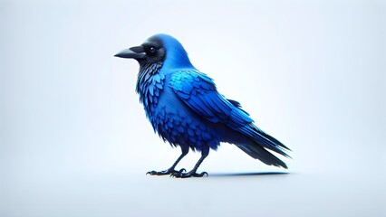 Striking Blue Raven on a Serene Backdrop
A vibrant and unique portrayal of a common bird.
