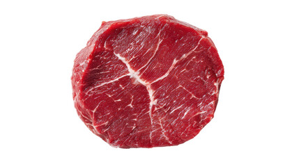 Fototapeta premium Fresh, raw beef steak with visible marbling on a white isolate background.