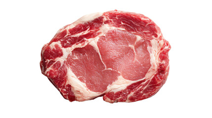 Fototapeta premium Fresh raw meat cut, ideal for cooking or grilling, showcasing marbling and rich texture.
