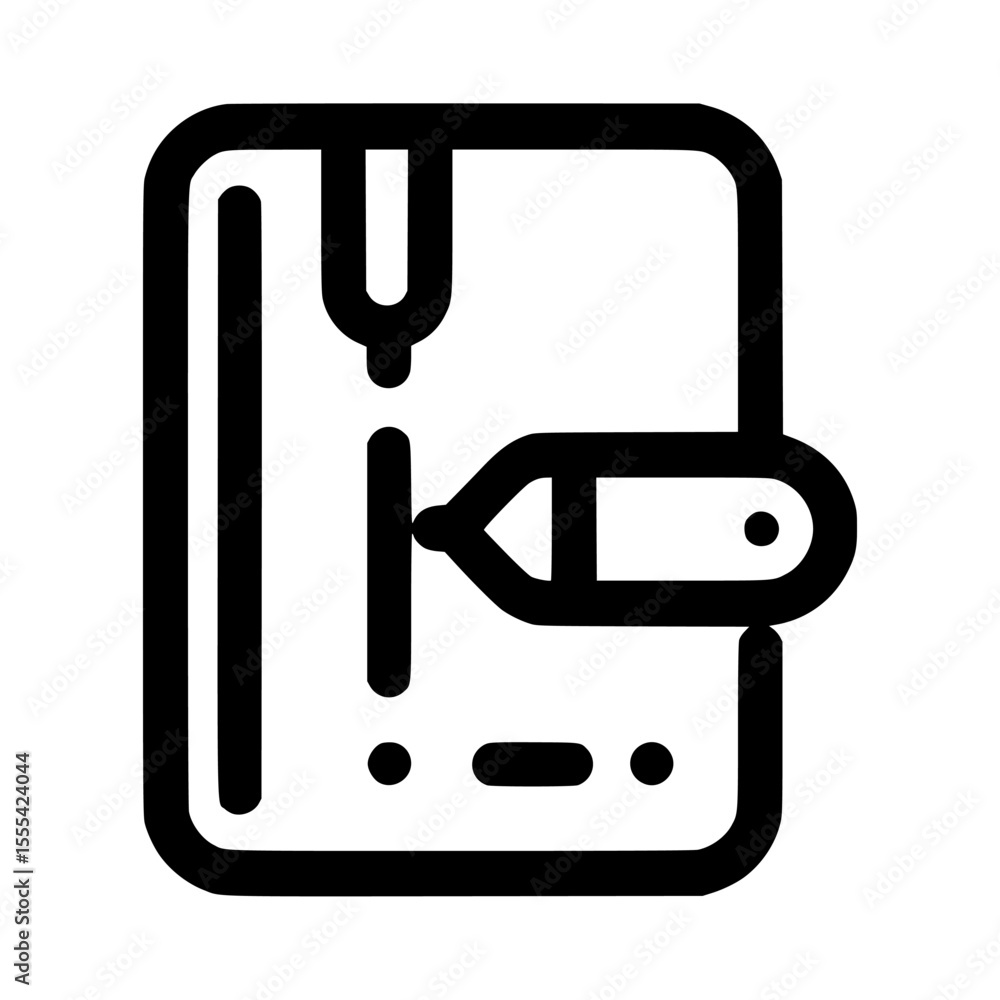 Aufkleber stylized drawing of a tablet with a stylus touching the screen, creating a line.