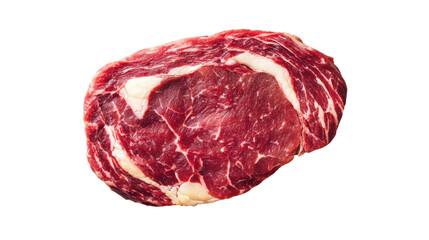 Obraz premium Raw marbled beef steak isolated on white background, perfect for culinary presentations.