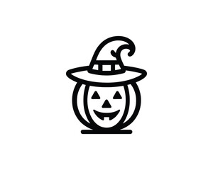 Logo of halloween pumpkin in magic hat