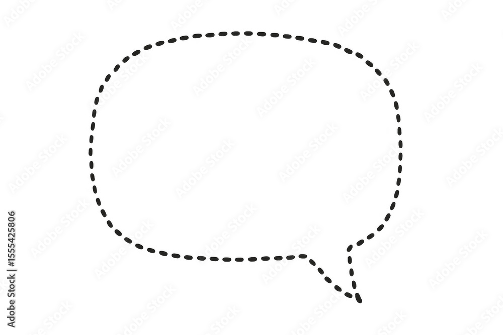 Poster dashed line speech bubble representing communication, dialogue, and conversation on a transparent ba