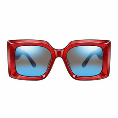 Bold Red Square with Blue Mirror Lenses Sunglasses