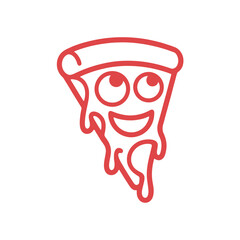 Happy slice of pizza with a cheerful face and dripping cheese