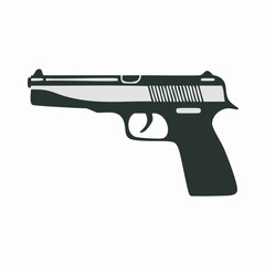 Handgun side view black and white illustration