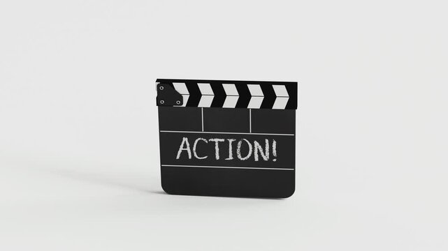 Action word on Film slate clapper board, film production concept 