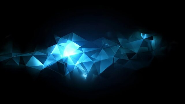 futuristic blue polygonal geometric surface with light rays video background