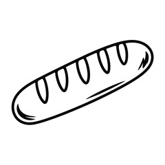 Simple black and white outline drawing of a long loaf of bread