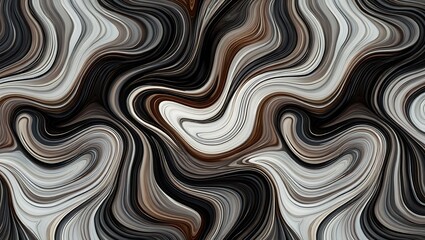 Obraz premium Abstract Swirling Liquid Marble Texture Background in Shades of Black Gray Brown and White Seamless Pattern Design for Wallpaper Fabric Print or Digital Art