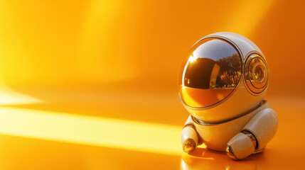 Fototapeta premium Cute Robot Astronaut in Golden Light