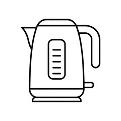 Simple line art icon of an electric kettle with a water level indicator