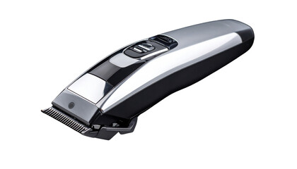 Sleek Silver Electric Hair Clipper on Black Background - Professional Grooming Tool for Haircuts and Style