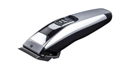 Sleek Silver Electric Hair Clipper on Black Background - Professional Grooming Tool for Haircuts and Style