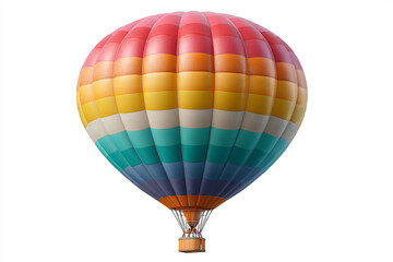 Naklejka premium Colorful hot air balloon with rainbow-striped envelope isolated on white background, adventure and travel concept